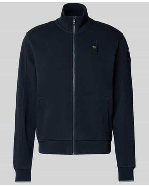 Blauer Usa Sweatjacke mit Stehkragen und Label-Stitching Modell 'CITY' - Blau