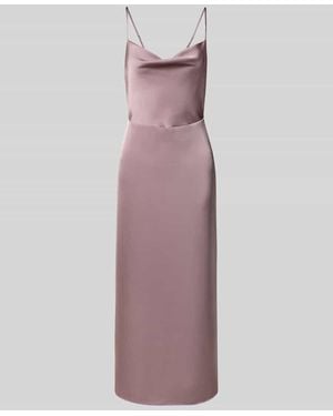 Vila Midikleid aus Satin mit Wasserfall-Ausschnitt Modell 'RAVENNA' - Lila