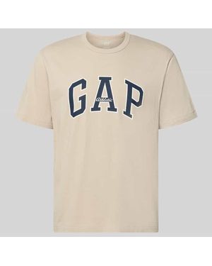 Gap T-Shirt mit Logo-Print und Rundhalsausschnitt - Natur