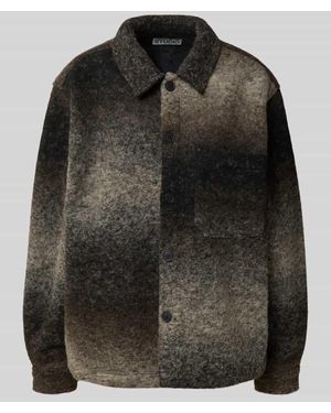 JAKE*S STUDIO MEN Relaxed Fit Hemdjacke mit Brusttasche - Schwarz