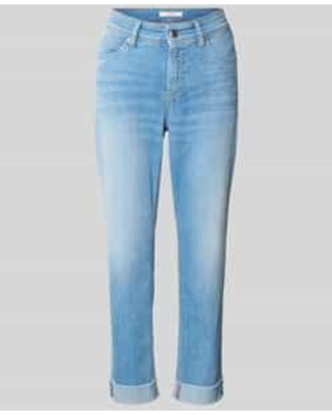 Cambio Slim Fit Jeans Met Kortere Pijpen - Blauw