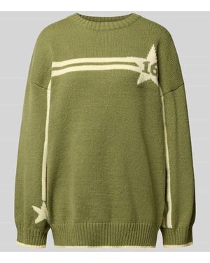Daisy Street Strickpullover mit Rundhalsausschnitt Modell 'STAR' - Grün