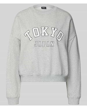 ONLY Oversized Sweatshirt aus Baumwoll-Mix Modell 'SWEAT LIFE' - Grau