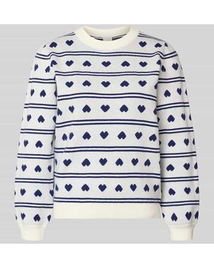 Ichi Relaxed Fit Pullover mit Allover-Motiv-Stitching Modell 'Brielle' - Grau