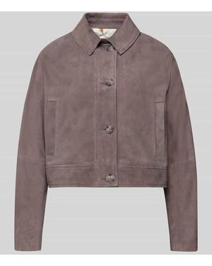 BOSS Slim Fit Lederjacke aus echtem Ziegenleder Modell 'SADELA' - Braun