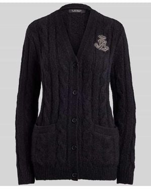 Ralph Lauren Cardigan aus Mohair mit Logo-Strassapplikation - Blau