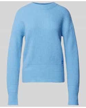 HUGO Gebreide Pullover Met Labelstitching - Blauw
