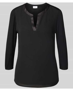 Comma, Blusenshirt mit V-Ausschnitt und 3/4-Arm - Schwarz
