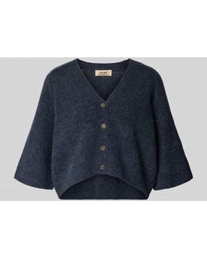 Mos Mosh Strickjacke aus Alpaka-Mix mit Leinen-Anteil Modell 'Thora' - Blau
