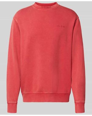 Dickies Sweatshirt mit Label-Stitching und Rundhalsausschnitt - Rot