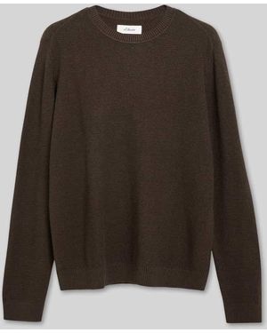 S.oliver Pullover mit Strukturstrickoptik aus reiner Baumwolle - Braun