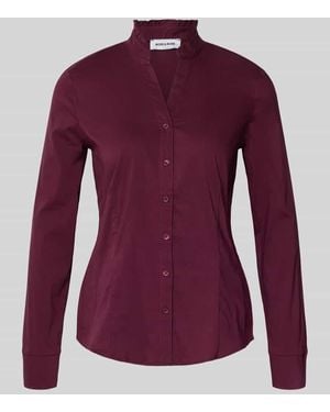 MORE&MORE Slim Fit Bluse mit Rüschen - Lila
