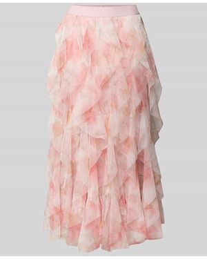 ONLY A-Linien Maxi-Rock mit Rüschenbesatz Modell 'SKY' - Pink