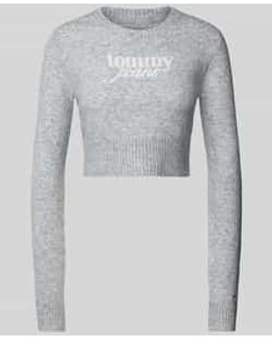 Tommy Hilfiger Korte Gebreide Pullover Met Labelprint - Grijs