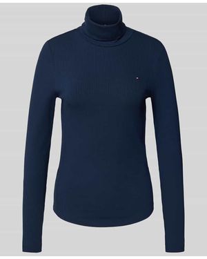 Tommy Hilfiger Slim Fit Langarmshirt aus Viskose-Mix - Blau