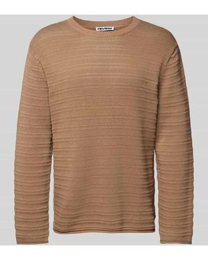 Review Strickpullover mit gerippten Abschlüssen - Braun