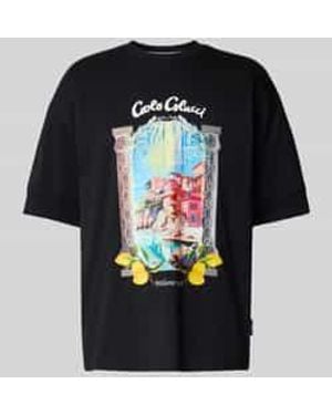 carlo colucci Oversized T-shirt Met Labelprint - Zwart