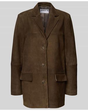 Jake*s Lederjacke mit Reverskragen und Pattentaschen - Braun
