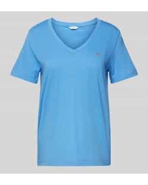 GANT T-Shirt Met Labelstitching - Blauw