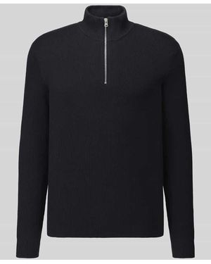 Only & Sons Regular Fit Troyer aus Baumwoll-Mix Modell 'PHIL' - Schwarz