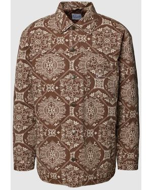 Karlkani Hemdjacke mit Allover-Muster - Braun