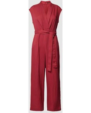 Zero Jumpsuit aus Lyocell-Mix mit Viskose-Anteil in Wickel-Optik - Rot