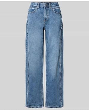 Gina Tricot Wide Leg Jeans mit Fransennähten - Blau