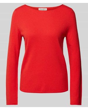 Marc O' Polo Regular Fit Strickpullover Aus Weichem Schurwoll-Mix Mit Rollsaum - Rot