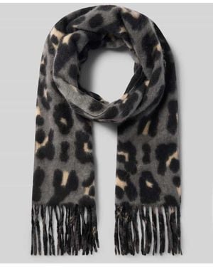 Kurt Beines Schal mit Fransen und Animal-Print - Schwarz