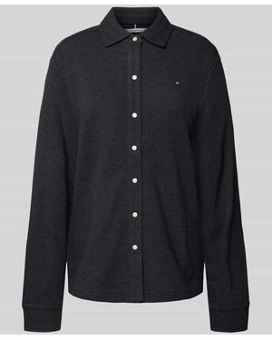 Tommy Hilfiger Regular Fit Langarmbluse aus reiner Baumwolle - Blau