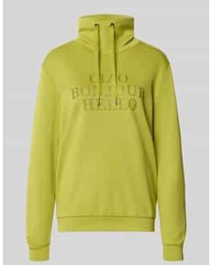 Soya Concept Sweatshirt Met Opstaande Kraag En Statementprint - Geel