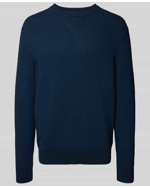 BOSS Regular Fit Strickpullover aus Baumwoll-Mix Modell 'APOKKO' - Blau