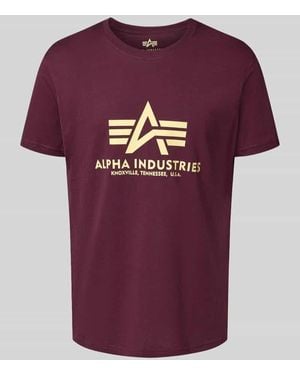Alpha Industries T-Shirt mit Label-Print - Lila