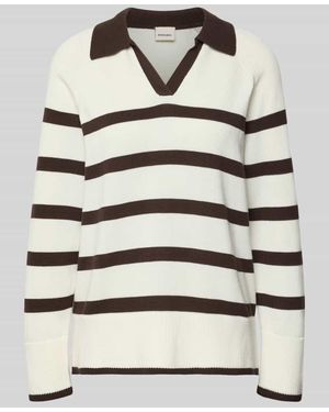 Stefanel Gestreifter Pullover mit Polokragen - Natur