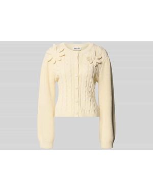 Baum und Pferdgarten Strickjacke mit floralem Zierbesatz - Natur