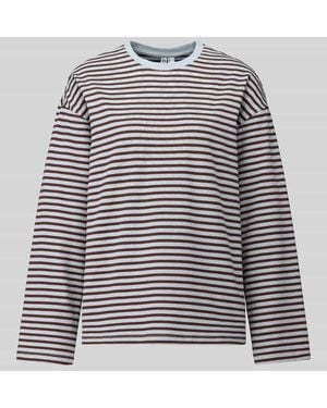 Pieces Relaxed Fit Langarmshirt aus Baumwoll-Mix Modell 'ADIE' - Grau