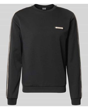 EA7 Sweatshirt mit Label-Details und Rundhalsausschnitt - Schwarz
