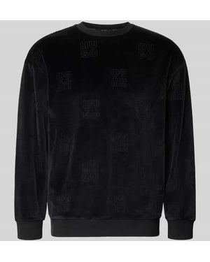 HUGO Sweatshirt mit Samtstruktur Modell 'VELORO' - Schwarz