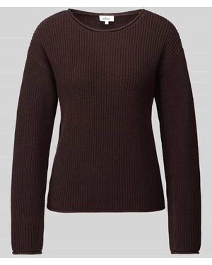 S.oliver Relaxed Fit Strickpullover aus Baumwoll-Mix - Braun