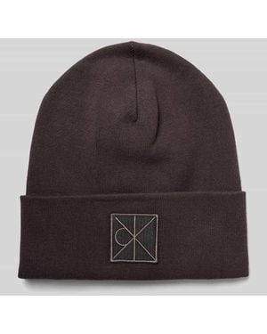 Calvin Klein Mütze aus Viskose-Mix mit Logo-Patch Modell 'Bea' - Braun