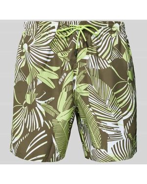 BOSS Relaxed Fit Badeshorts mit Label-Badge Modell 'Piranha' - Grün