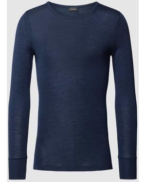 Hanro Longsleeve aus Merinowoll-Seide-Mix - Blau
