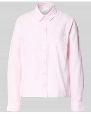 Vila Regular Fit Hemdbluse mit Brusttasche Modell 'Darma' - Pink