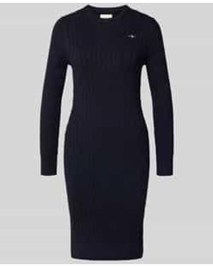 GANT Knielange Jurk Met Kabelpatroon - Blauw
