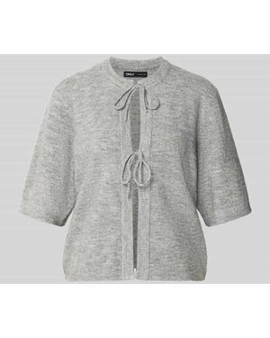 ONLY Regular Fit Strickjacke mit Schnürung Modell 'SIMONI' - Grau