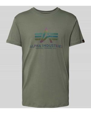 Alpha Industries T-Shirt mit Label-Print - Grün