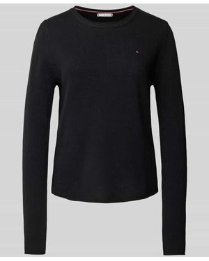 Tommy Hilfiger Strickpullover mit Logo-Stitching - Schwarz
