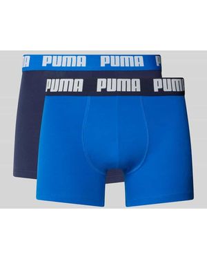 PUMA Slim Fit Boxershorts aus Baumwoll-Mix im 2er-Pack Modell 'EVERDAY' - Blau