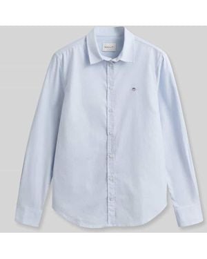 GANT Slim Fit Hemdbluse mit Logo-Stitching - Blau