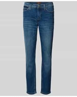 Cambio Slim Fit Jeans Van Katoenmix, Model 'Piper' - Blauw